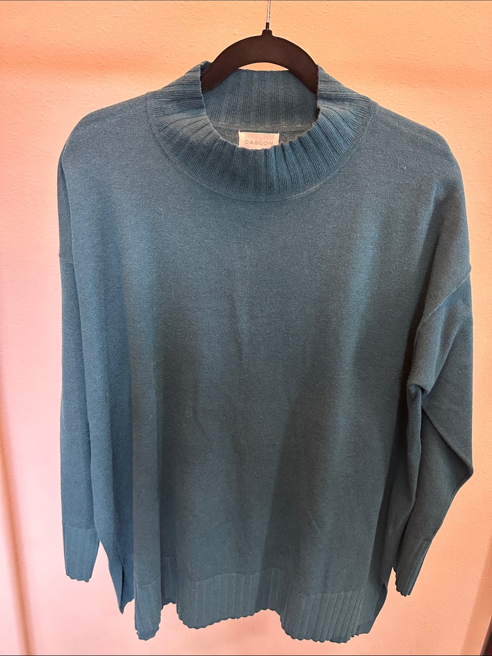 Caslon Teal Mock Neck Sweater